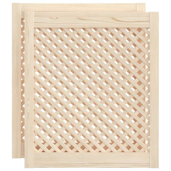 vidaXL Kastdeuren met latwerk 2 st 59,5x69 cm massief grenenhout
