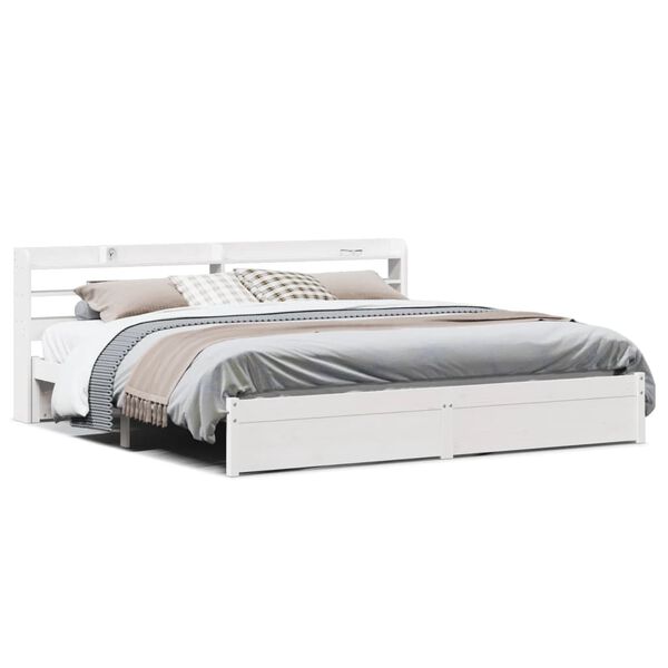 vidaXL Bedframe met hoofdeinde zonder matras 180x200 cm wit