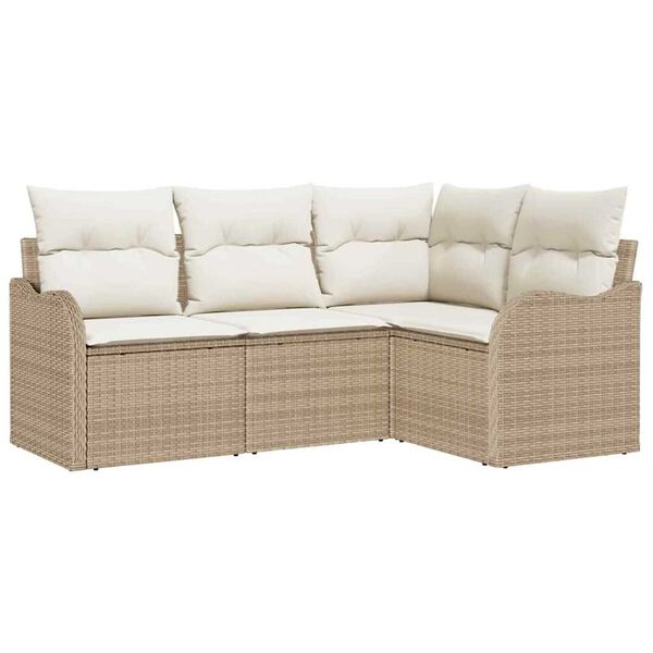 vidaXL Tuin Sofa Set met opslag 4 pcs Beige poly rattan