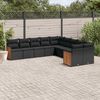 vidaXL 10-delige Loungeset met kussens poly rattan zwart