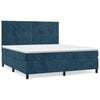 vidaXL Boxspring met matras fluweel donkerblauw 180x200 cm