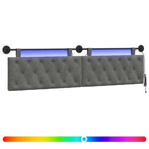 vidaXL Hangend hoofdbord Met LED-verlichting Donkergrijs Fluweel