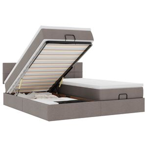 vidaXL Ottoman bed met matrassen en LED's 180x200cm stof taupe