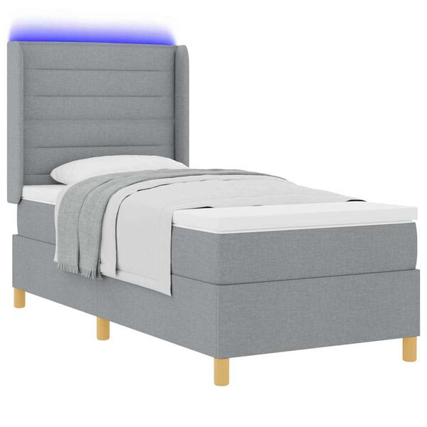 vidaXL Boxspring bed met matras Lichtgrijs 80 x 200 cm Stof