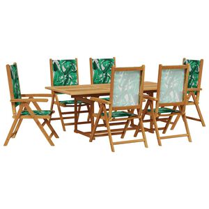 vidaXL 7-delige Tuinset bladpatroon stof en massief hout