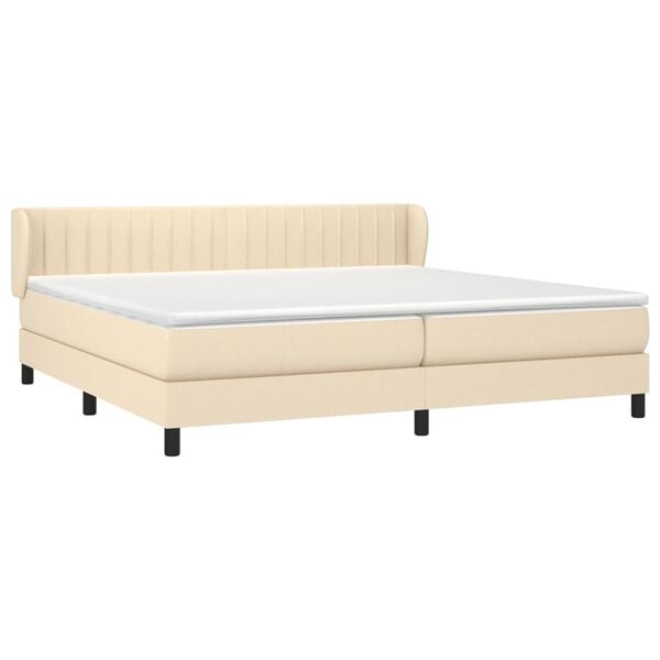 vidaXL Boxspring met matras stof cr&egrave;mekleurig 200x200 cm