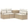 vidaXL Bankstel 5 st Beige en Cr&egrave;me Wit Poly Rattan en Staal