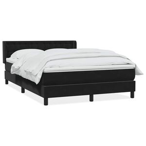 vidaXL Boxspring met matras fluweel zwart 160x210 cm