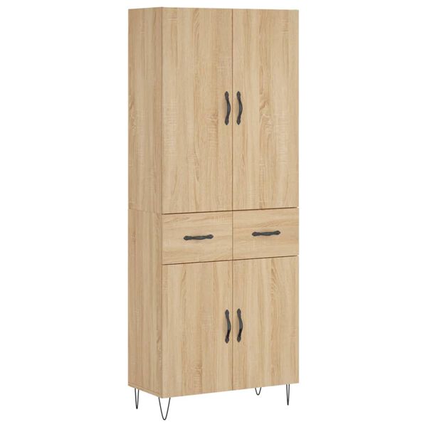 vidaXL Hoge kast 69,5x34x180 cm bewerkt hout sonoma eikenkleurig