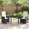 vidaXL Tuin eettafelset met kussen 3 pcs Zwart poly rattan