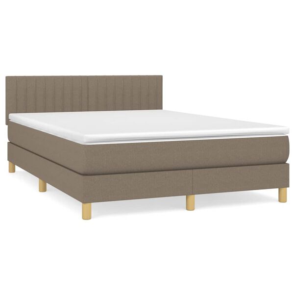 vidaXL Boxspring met matras stof taupe 140x200 cm