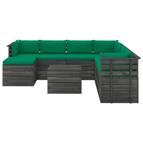 vidaXL 9-delige Loungeset pallet met kussens massief grenenhout