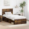 vidaXL Bedframe met hoofdeinde Gerookt eiken 90 x 190 cm Bewerkt hout