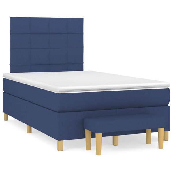 vidaXL Boxspring met matras stof blauw 120x200 cm
