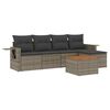 vidaXL 6-delige Loungeset met kussens poly rattan grijs