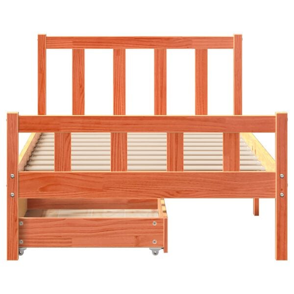 vidaXL Bedframe zonder matras massief grenenhout wasbruin 75x190 cm