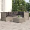 vidaXL 4-delige Loungeset met kussens poly rattan grijs