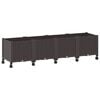 vidaXL Tuinschaal met wielen Bruin 160 x 40 x 44 cm PP