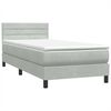 vidaXL Boxspring met matras fluweel lichtgrijs 90x220 cm