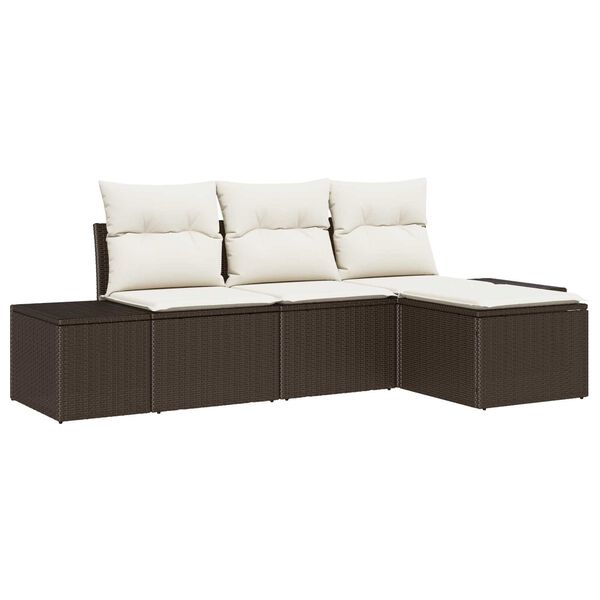 vidaXL Tuin Sofa Set met kussen 4 pcs Bruin poly rattan