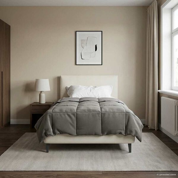 vidaXL Vol jaar dekbed Gekwilt Lichtgrijs 140 x 200 cm Microfiber