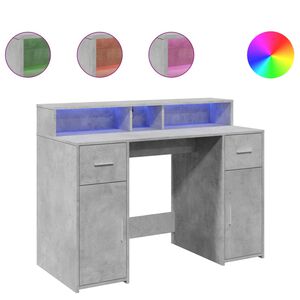 vidaXL Bureau met LED-verlichting 120x55x91 cm bewerkt hout betongrijs
