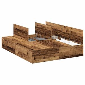 vidaXL Opbergbedframe met opslag Oud Hout 150 x 200 cm Bewerkt hout