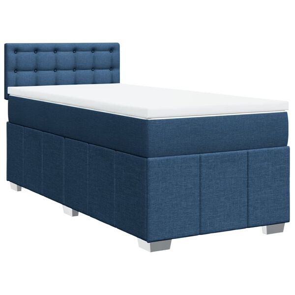vidaXL Boxspring met matras stof blauw 90x190 cm