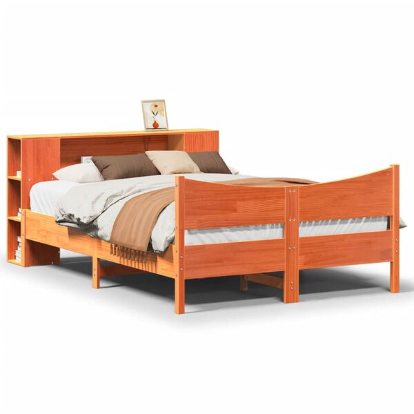 vidaXL Bedframe zonder matras massief grenenhout wasbruin 135x190 cm