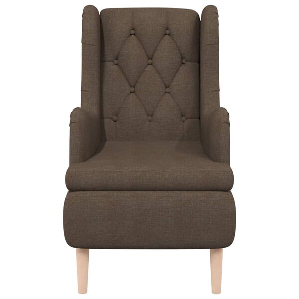 vidaXL Fauteuil met massief rubberwood poten stof bruin