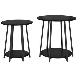 vidaXL Bijzettafelset 2 st Zwart Eiken 50 x 50 x 51 cm