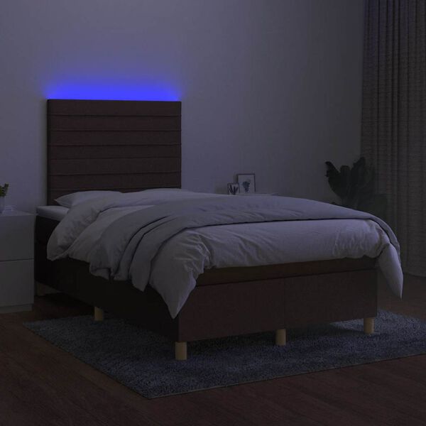 vidaXL Boxspring met matras en LED stof donkerbruin 120x190 cm