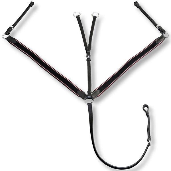 Voortuig martingaal leer elastisch verstelbaar zwart full