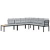 vidaXL 4-delige Loungeset met kussens gepoedercoat staal zwart