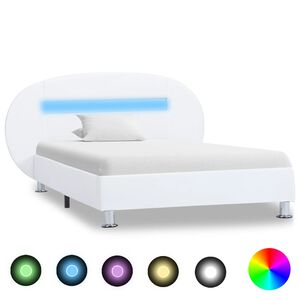 vidaXL Bedframe met LED kunstleer wit 100x200 cm