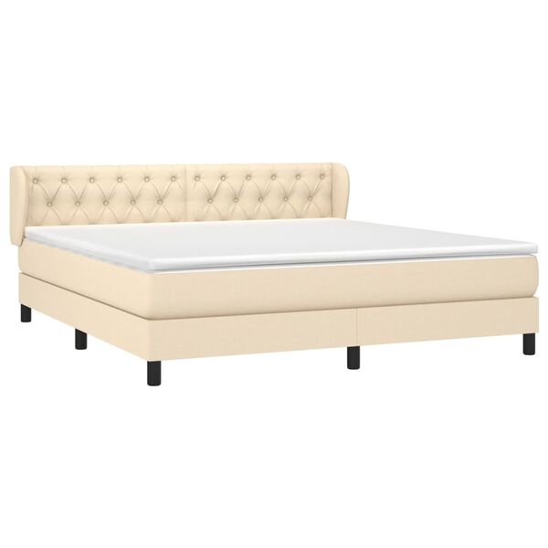 vidaXL Boxspring met matras stof cr&egrave;mekleurig 160x200 cm
