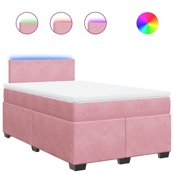 vidaXL Boxspring met matras fluweel roze 120x190 cm