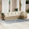 vidaXL 6-delige Loungeset met kussens poly rattan beige