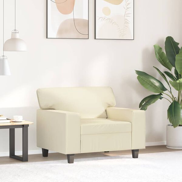 vidaXL Fauteuil 60 cm kunstleer cr&egrave;mekleurig