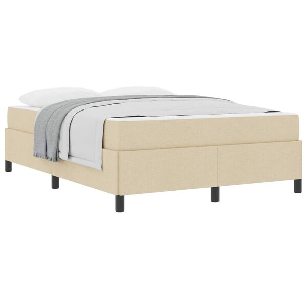 vidaXL Boxspringbed met matras Cr&egrave;me 140 x 190 cm Stof