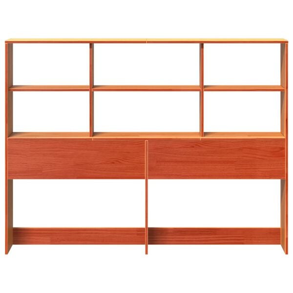 vidaXL Hoofdbord met opbergruimte 140 cm massief grenenhout wasbruin