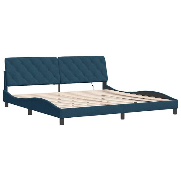 vidaXL Bedframe met LED zonder matras fluweel blauw 200x200 cm