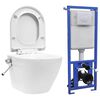 vidaXL Hangend toilet randloos met verborgen stortbak keramiek wit