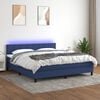 vidaXL Boxspring met matras en LED stof blauw 180x200 cm