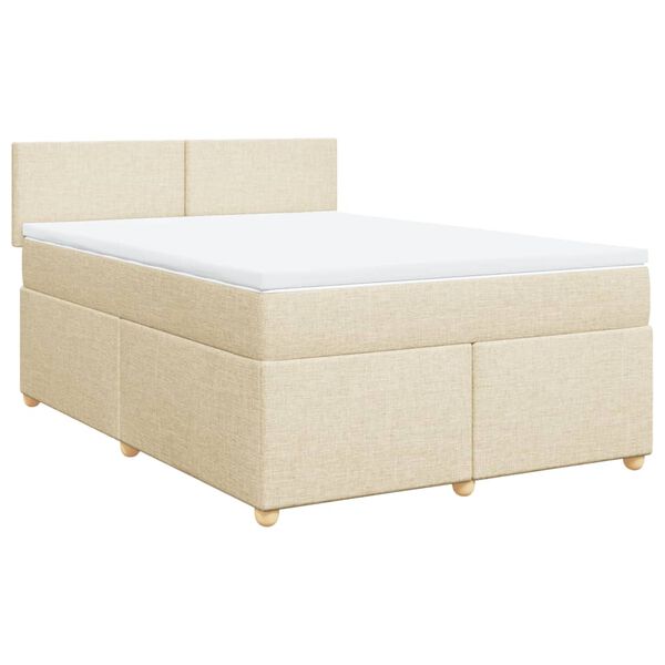 vidaXL Boxspring met matras stof cr&egrave;mekleurig 140x190 cm