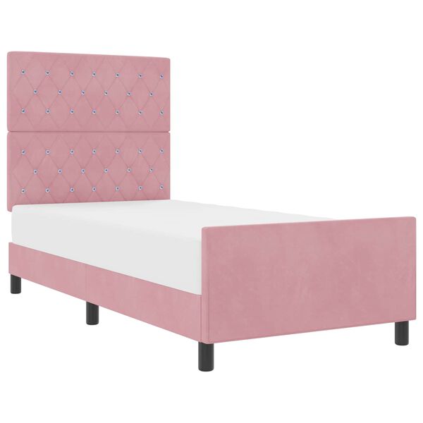 vidaXL Boxspringbed met hoofdeinde Roze 90 x 200 cm Fluweel