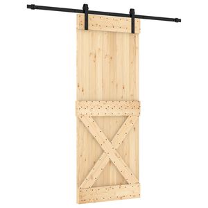 vidaXL Schuifdeur Naturel en Zwart 80 x 210 cm Massief Grenenhout
