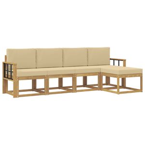 vidaXL Buiten bankenset 5 st Wit en Beige