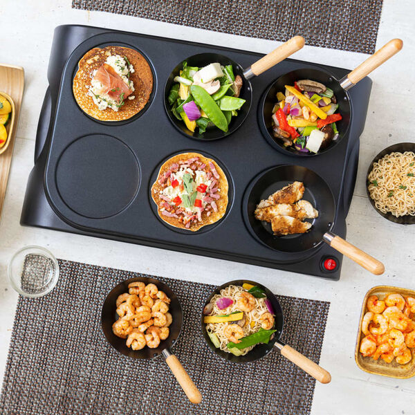 Bestron Wok- en cr&ecirc;pemakerset voor 6 personen AWS600 1000 W zwart