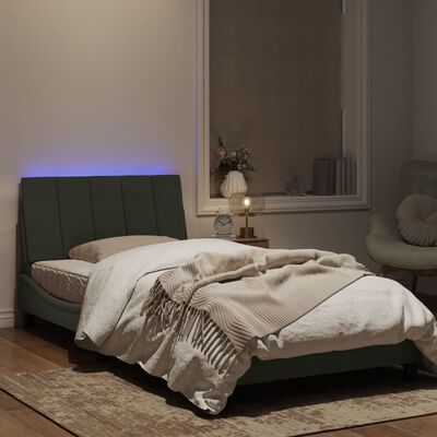 vidaXL Bedframe met LED-verlichting fluweel lichtgrijs 100x200 cm